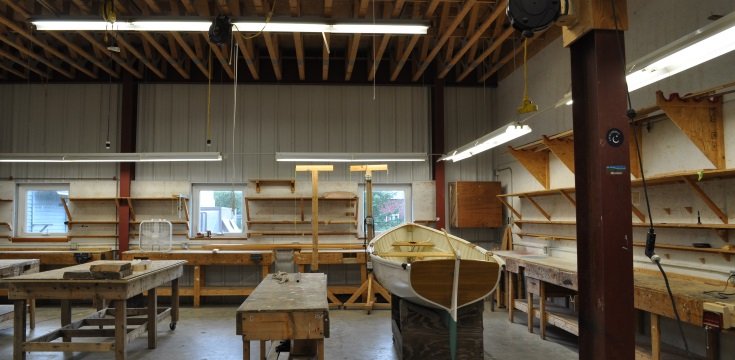 Um dos laboratórios de marcenaria naval, The Landing School (Fonte: Próprio autor).
