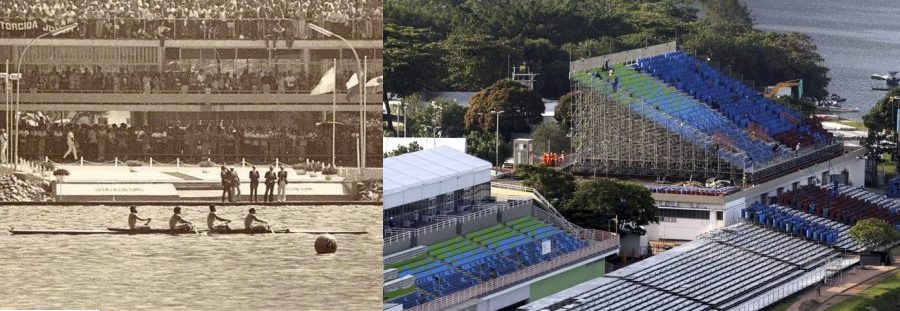 Ontem e hoje: o estádio de remo da Lagoa foi palco de muitas disputas.
